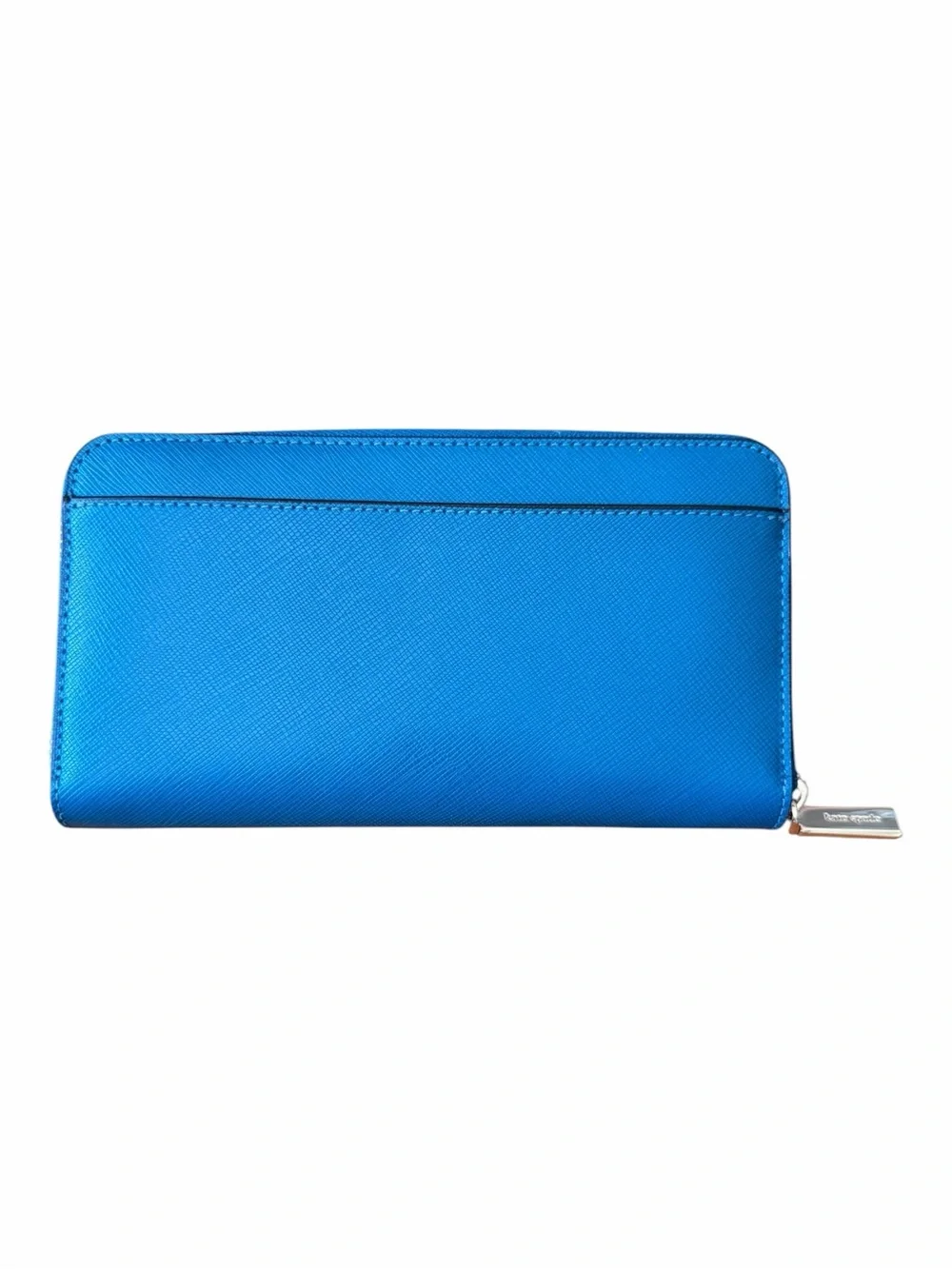 Kate Spade Large Zip Around Wallet Beautiful Dark Peacock Blue Saffiano Leather